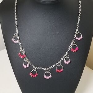Elegant Silver and Pink Beaded Necklace